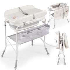 DZMDIP baby bathtub with foldable changing table easy bath area