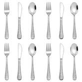 E-far 12-piece kids silverware pack shot showing durable stainless steel set for self-feeding.