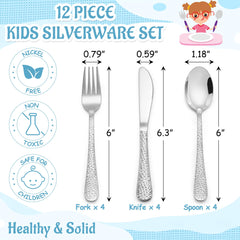 E-far hammered-handle kids fork closeup highlighting adult-style design for confident self-feeding.