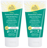 Earth Mama Baby Mineral Sunscreen Lotion bottle offers non-nano SPF 40 for family sun protection