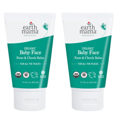 Earth Mama Organic Baby Face Nose & Cheek Balm jar, calendula-infused moisture for dry skin.