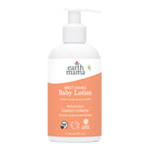 Earth Mama Sweet Orange Baby Lotion bottle pour for easy daily hydration.