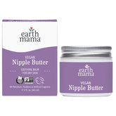 Earth Mama Vegan Nipple Butter jar close-up showing creamy formula for soothing relief