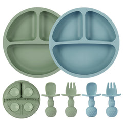 Eascrozn baby plates suction-divided with non-slip base for stable meals.