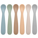 Eascrozn baby spoons 6-pack colors laid out, encouraging independent self-feeding.