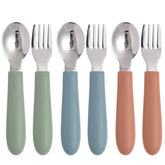 Eascrozn toddler utensils in three colors support self-feeding practice.