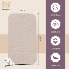 Ease Cubs muslin burp cloths closeup highlights premium 100% cotton softness and quick-dry action.