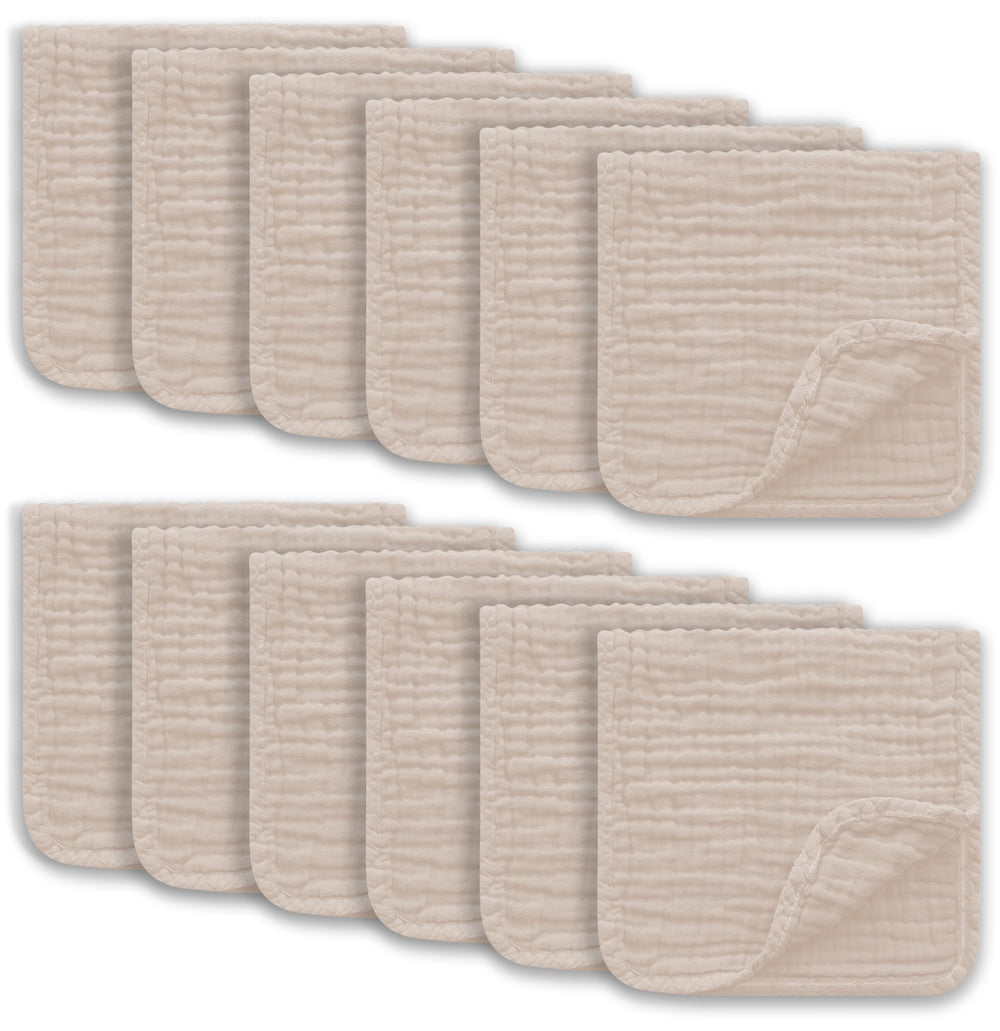 Ease Cubs muslin burp cloths flatlay showing soft, absorbent fabric for newborn messes.
