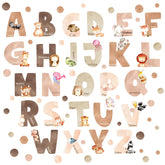 Easma animal alphabet wall decals sheet front showing 26 letters for classroom-like learning.