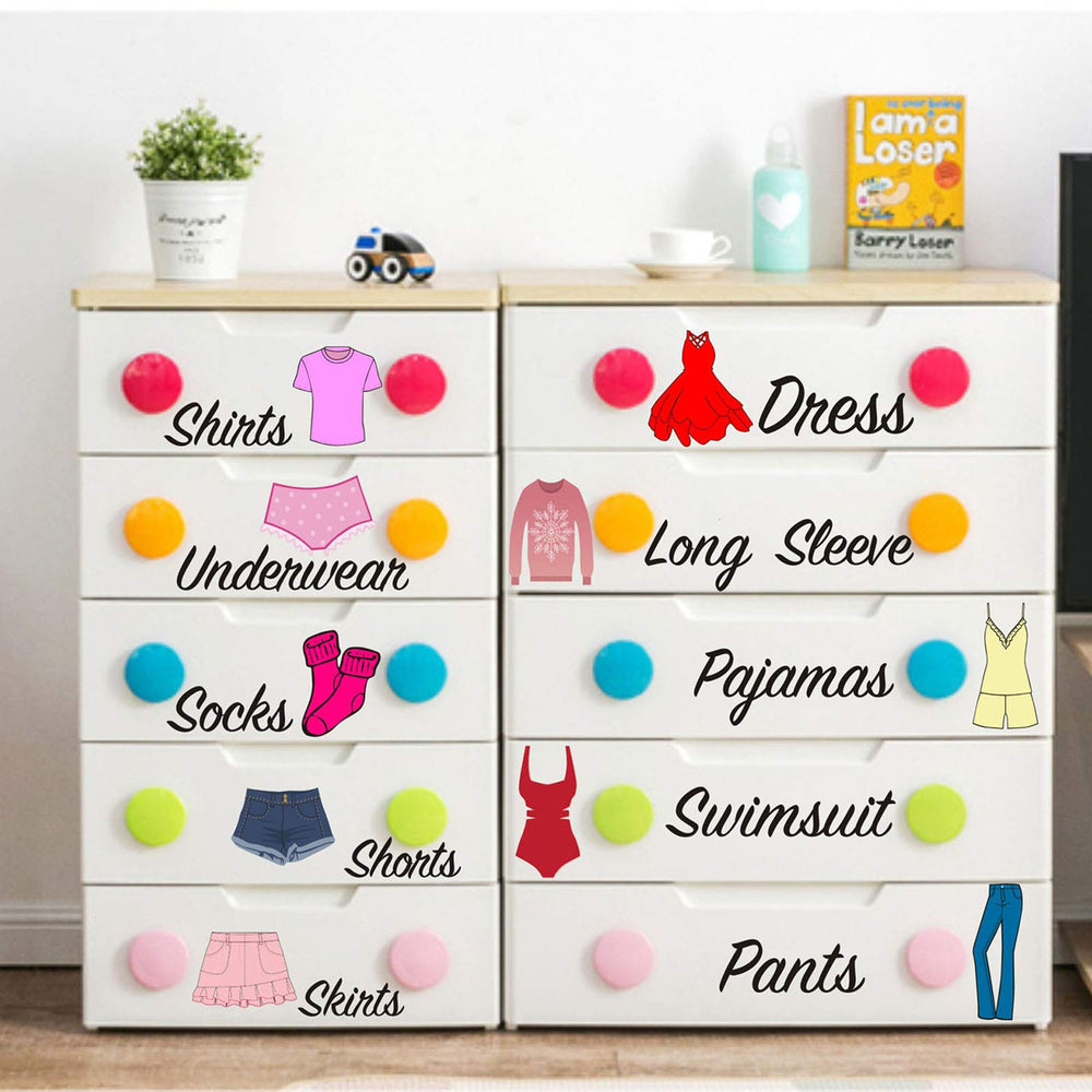 Easma dresser decals for socks label drawers, improving quick, kid-friendly organization
