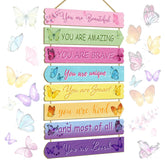 Easozoom butterfly wall decor 8 pieces enhances nursery with pastel whimsy and confidence-boosting quotes.