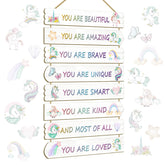 Easozoom unicorn wall art 8-piece set adds playful color and charm to a child's room.