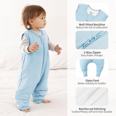 EasyFi bamboo sleep sack blue-gray 2-way zipper allows full opening for quick changes.