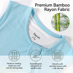 EasyFi sleep sack shows a 2-way zipper for easy midnight diaper changes.