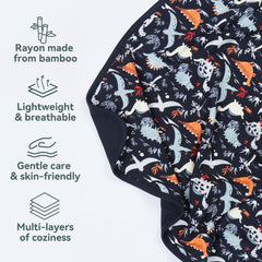 EasyFi Supersoft bamboo baby blanket Dinosaur World pattern enhances nursery charm and coziness.