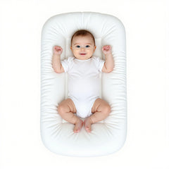EASYFORALL baby lounger with soft cotton cover for cozy, breathable comfort.