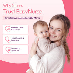 Easynurse Nursing Salve applied to skin demonstrates soothing care for sore nipples.