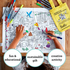 eatsleepdoodle Fairy tale-placemat knights-princesses detail enhances color skills and storytelling