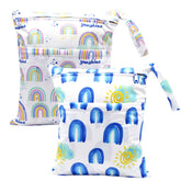 eaxin Rainbows wet bag open with dual compartments for separating wet and dry items on the go
