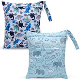 Eaxin wet bag with two pockets keeps diapers organized and ready on the go.