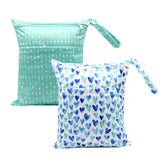 Eaxin wet dry bag green hearts front pocket for organized diaper storage on the go
