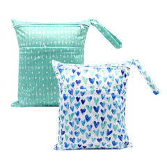 Eaxin wet dry bag green hearts front pocket for organized diaper storage on the go