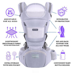 Eazy Buddy Travel Buddy breathable-mesh fabric keeps wearers cool on long outings.
