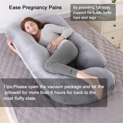 ECCN pregnancy pillow side sleep position demonstrates flexible support for hips and back.
