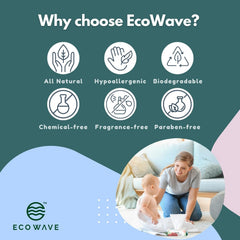 Eco Wave Baby Wipes unscented close-up highlights fragrance-free clean for sensitive skin.