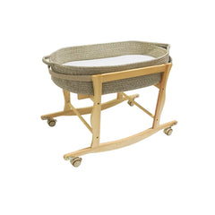 ECOADE Moses Basket Stand in natural wood showing a durable, timeless nursery essential