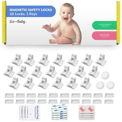 Eco-Baby magnetic cabinet locks pack keeps cabinets secure with quick, tool-free installation.