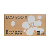 ECO BOOM Training Pants pack open showing easy-on, easy-off underwear-style design for potty training.