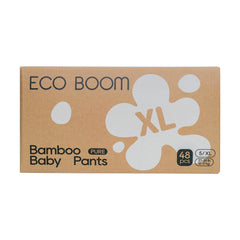 ECO BOOM Training Pants pack open showing easy-on, easy-off underwear-style design for potty training.