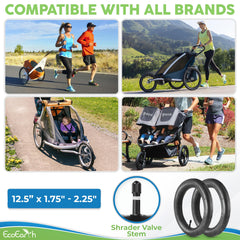 EcoEarth inner tube installed on a stroller wheel for smooth rides