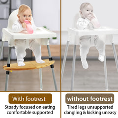 ECOGREDA ergonomic footrest demonstrating improved posture during meals.