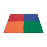 ECR4Kids SoftZone Play Patch mats in assembly setup for flexible classroom play areas.