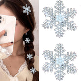 Ecuupas snowflake hair clip with pearls and diamonds for winter sparkle