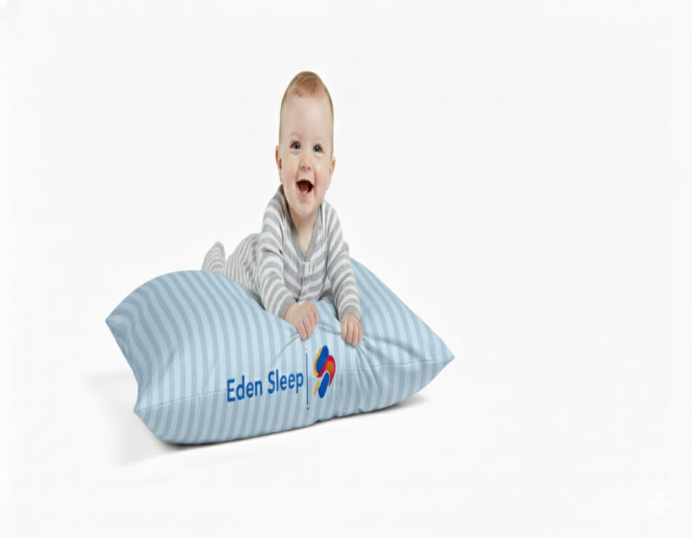 Eden Sleep toddler travel pillow case front view highlights soft cotton and gentle touch