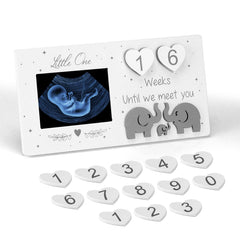 EdenseeLake countdown heart frame displays weeks left for pregnancy milestones.