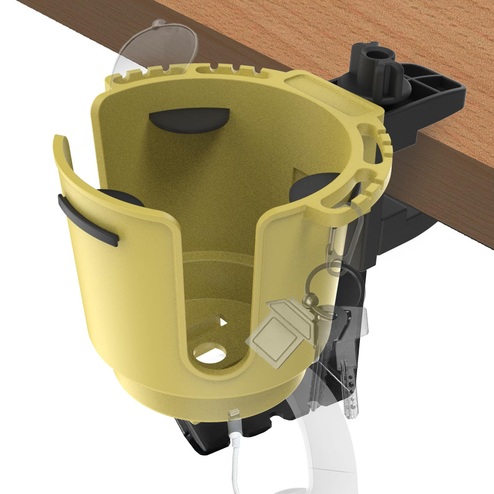 EDSRDUX 2-in-1 desk cup holder yellow wide keeps drinks secure at your workspace.