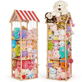 Edudif stuffed animal storage vertical 3-tier design saves space and holds 40+ plush toys