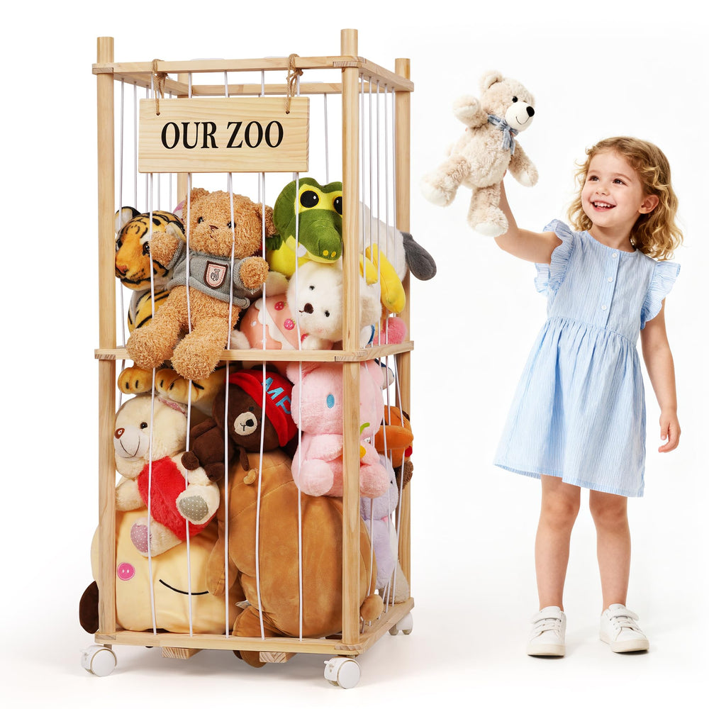 Edudif Stuffed Animal Storage Zoo with wheels for easy room-to-room mobility