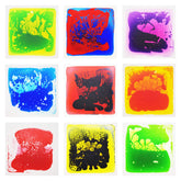 Edusense sensory liquid floor tiles closeup show colorful liquid for tactile exploration and play