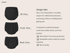 EEOST diaper cover in latex-free breathable fabric keeps skin cool