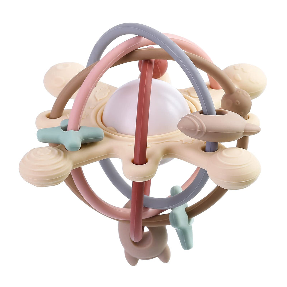Eoopoon baby teether toy with hand-grip rings for easy grasp during teething