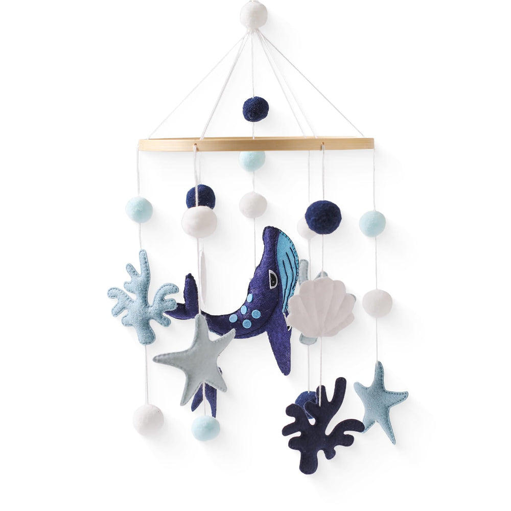 EERKEOD baby mobile sea creatures close-up wind chime aids visual focus.