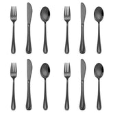 E-far 12-piece black kids silverware set with slimline design for independent mealtime.