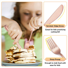 E-far copper kids silverware ergonomic-handle demonstrates comfortable grip for small hands