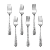 E-far 6-piece set forks with hammered handles for confident self-feeding.