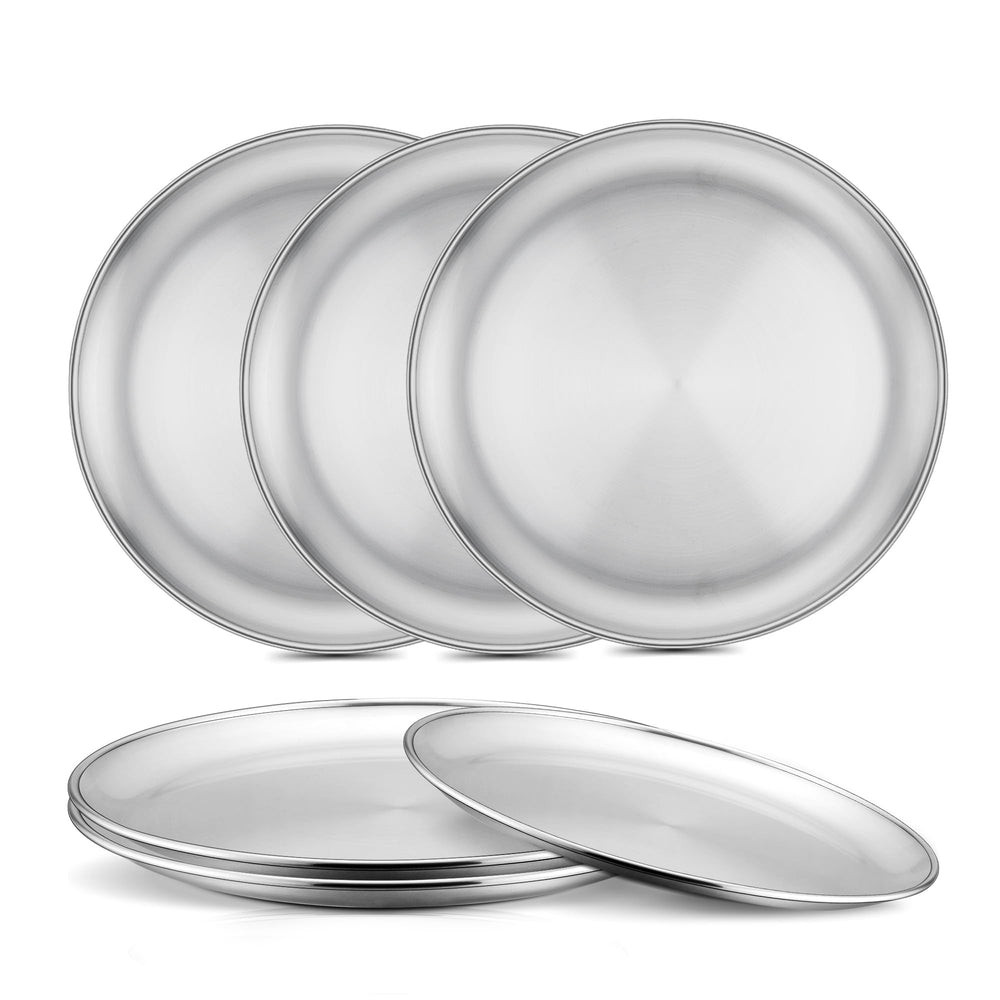 E-far stainless steel plates 8-inch nest for space-saving kitchen storage and easy stacking